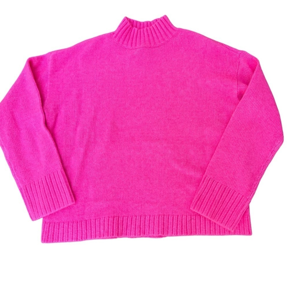 NWT AnnTaylor Loft neon pink long sleeve pullover mock turtleneck sweater medium